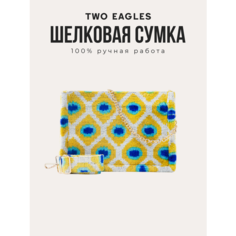 Сумка кросс-боди TWO EAGLES, фактура бархатистая, желтый, голубой, белый