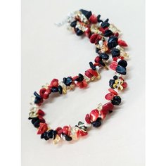 Чокер, авантюрин, цитрин, коралл, длина 45 см, синий, желтый, красный Enjoy