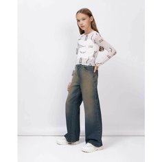 Джинсы Gloria Jeans, размер 7-8л/128 (32), бежевый, серый