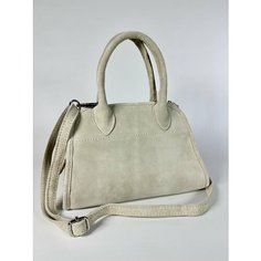 Сумка шоппер Vera Pelle, фактура бархатистая, бежевый