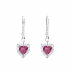 Серьги с подвесками SWAROVSKI, кристаллы Swarovski, размер 30 мм, серебряный, розовый