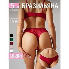Трусы LUKINI, комплект из 5 шт., размер L, черный, розовый, зеленый, белый