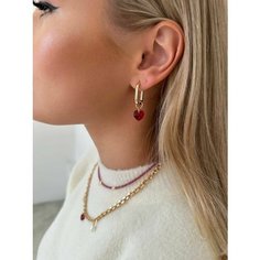 Серьги MOON SOUL, стекло, размер 20 мм, золотой, красный