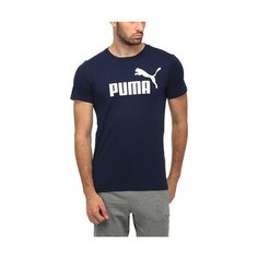 Футболка спортивная PUMA Ess logo, размер XS, cиний