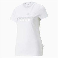 Футболка спортивная PUMA ESS+ Metallic Logo Tee, размер XS, белый