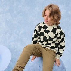Свитшот COOL CLUB, размер 158, кремовый/черный