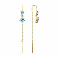 Серьги Diamant, красное золото, 585 проба, топаз