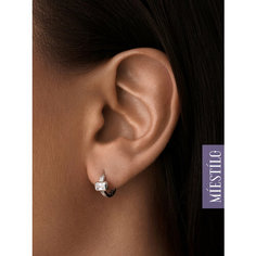 Серьги конго MIESTILO, серебро, 925 проба, родирование, фианит, размер 8 мм, длина 1.2 см, , серебристый