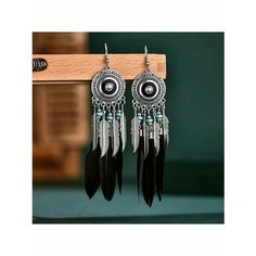 Серьги, перо, дерево, серебристый/черный be Self True Jewel