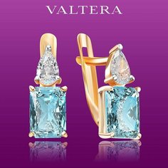 Серьги VALTERA, серебро, 925 проба, золочение, фианит, , золотистый