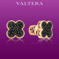 Серьги пусеты VALTERA, серебро, 925 проба, золочение, фианит, , золотистый