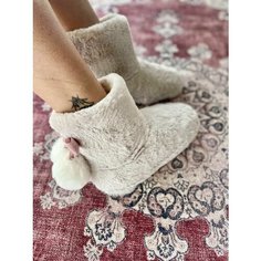 Тапочки Amaro Home Чуни тапочки домашние женские меховые, размер 40, светло-серый