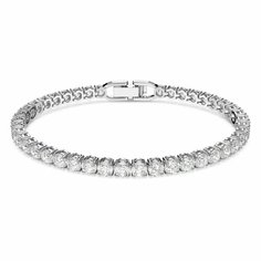 Теннисный браслет SWAROVSKI, кристаллы Swarovski, размер 16.5 см, белый