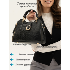 Сумка кросс-боди Bagevitto, фактура под рептилию, черный