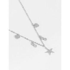 Колье UVI jewellery, серебро, 925 проба, родирование, фианит, длина 45 см., серебристый, бесцветный