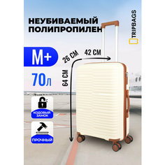 Чемодан , 70 л, размер M+, светло-бежевый, коричневый Tripbags