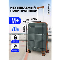 Чемодан , 70 л, размер M+, темно-серый, коричневый Tripbags