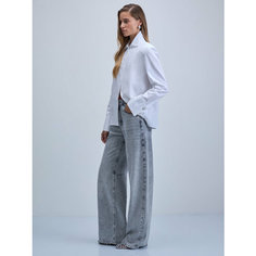 Джинсы широкие Zarina wide leg, размер XL (RU 50), светло-серый