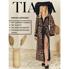 Халат TIARA, размер 60-64, бежевый/коричневый/черный