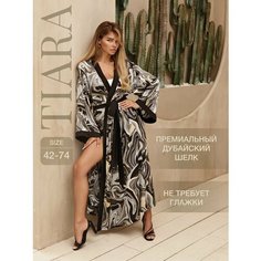 Халат TIARA, размер 60-64, серый, черный, белый