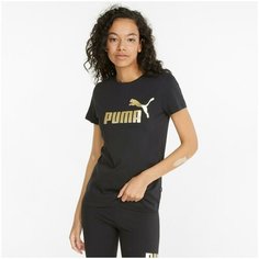 Футболка спортивная PUMA ESS+ Metallic Logo Tee, 1 шт., размер S, чёрный