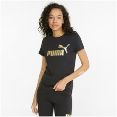 Футболка спортивная PUMA ESS+ Metallic Logo Tee, 1 шт., размер XS, чёрный