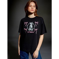 Футболка Crazy Getup Базовая коллекция, размер 170, серый, черный, розовый