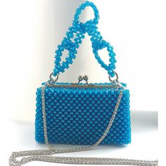 Сумка клатч , фактура плетеная, синий Нет бренда