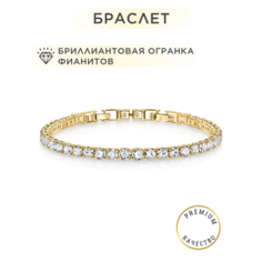Теннисный браслет Noima, фианит, кристалл, 1 шт., размер 17 см, размер one size, золотистый