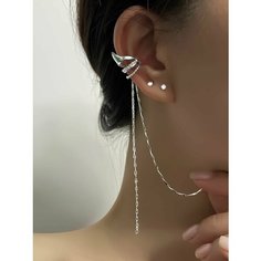 Серьги каффы, кристаллы Swarovski, серый Нет бренда