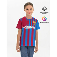 Футболка Lacotton.ru хлопковая детская Месси Барселона 2021/2022, размер 128, мультиколор