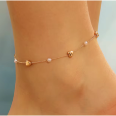 Браслет на ногу, длина 28 см, 1 шт., золотой, белый Accessories Shop 17th