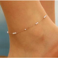 Браслет на ногу, длина 28 см, 1 шт., золотой, белый Accessories Shop 17th