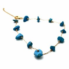 Браслет на ногу, длина 28 см, 1 шт., золотой, голубой Accessories Shop 17th