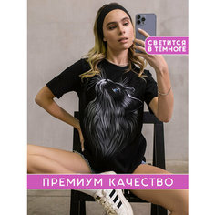 Футболка АРТ-ИМПЕРИЯ светящаяся с принтом Котик, размер 3XL, черный