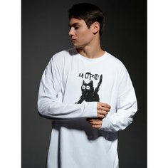 Лонгслив Crazy Getup Мем, размер 42, , белый
