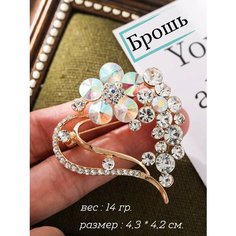 Брошь, стразы, кристалл, золотистый Sv Profit