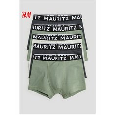 Трусы H&M Basic, размер 10-12 лет, черный/зеленый/серый