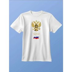 Футболка Zerosell Герб России с флагом, размер XXL, белый
