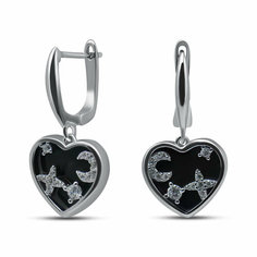 Серьги Silver WINGS, серебро, 925 проба, оникс, фианит