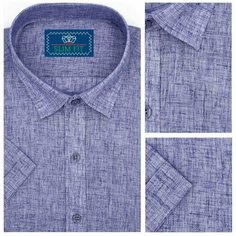 Рубашка Westcolor Рубашка мужская с коротким рукавом, приталенная, светлая сорочка, на пуговицах, рубаха на любой сезон, стильный фасон одежды, синяя, голубая, синий меланж, однотонная, без карманов, летняя, размер 4XL, cиний