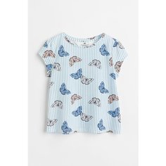 Футболка H&M, размер 98/104, белый/голубой