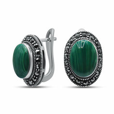Серьги Silver WINGS, серебро, 925 проба, малахит, марказит