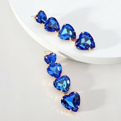 Серьги, искусственный камень, кристалл, размер 20 мм, синий Fashion