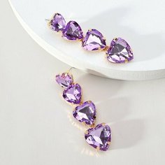 Серьги, искусственный камень, кристалл, размер 20 мм, сиреневый Fashion