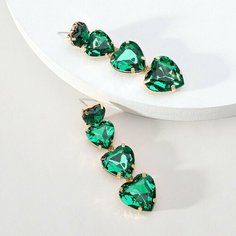Серьги, искусственный камень, кристалл, размер 20 мм, изумрудный Fashion