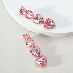 Серьги, искусственный камень, кристалл, размер 20 мм, нежно-розовый Fashion
