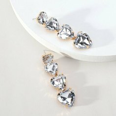 Серьги, искусственный камень, кристалл, размер 20 мм, серый Fashion