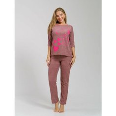 Пижама BUY-TEX.RU женская с брюками, размер 48, коричневый
