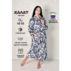 Халат ЛАРИТА, размер 50, синий, бежевый